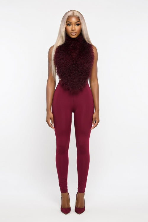 Halterneck Backless Co-ord Set — Burgundy