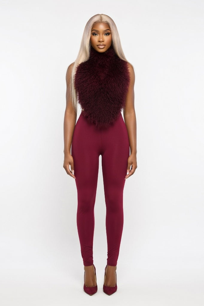 Halterneck Backless Co-ord Set — Burgundy