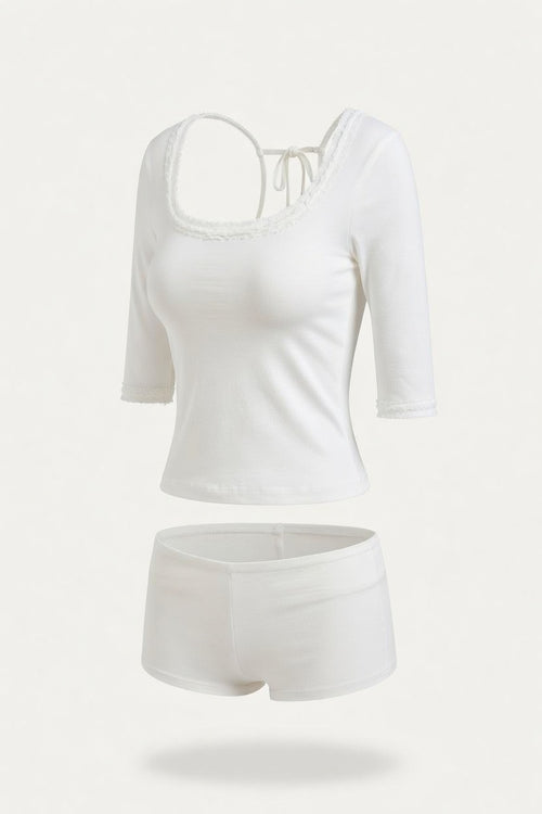 Lace Trim Lounge Set — side view