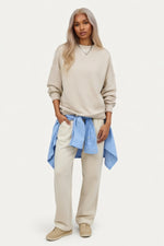 Round Neck Cotton Sweatshirt — Apricot