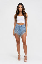 Raw Hem Denim Shorts — TP228163