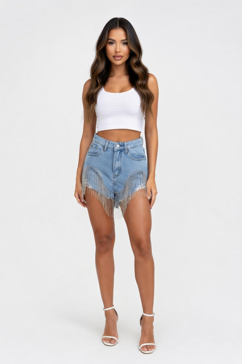 Raw Hem Denim Shorts — TP228163