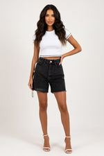 High Waist Denim Shorts — Black