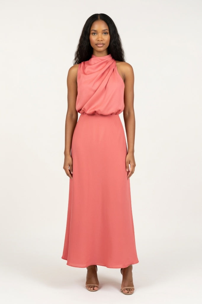 Satin Slip Dress — Rose Red