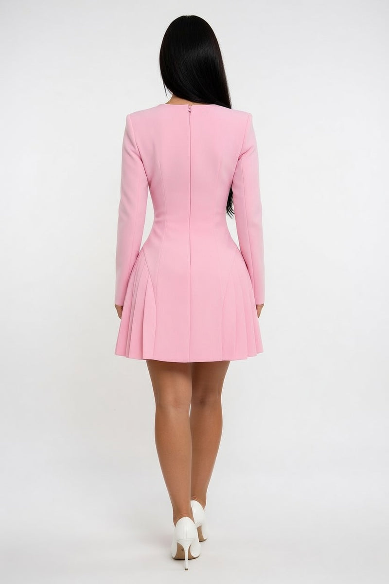 Deep V Ruffle Mini Dress — back view