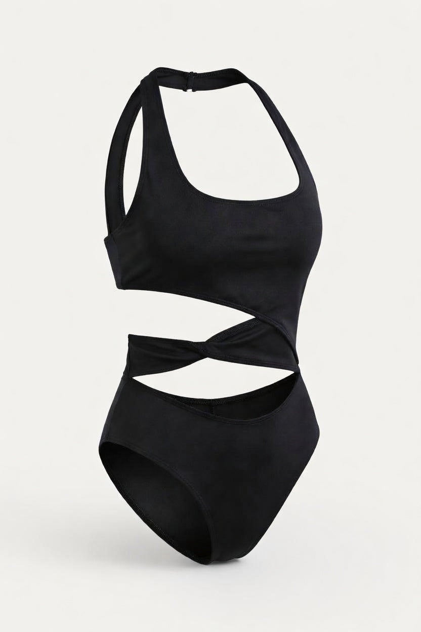 Cut-Out One-Piece Swimsuit — White Floral