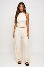 Wide Leg Co-ord Set — Apricot