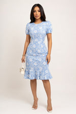 Jacquard Mermaid Midi Dress — Blue