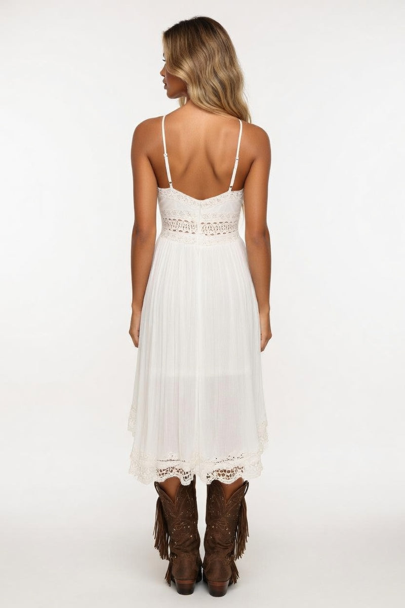 Lace Halter Midi Dress — back view