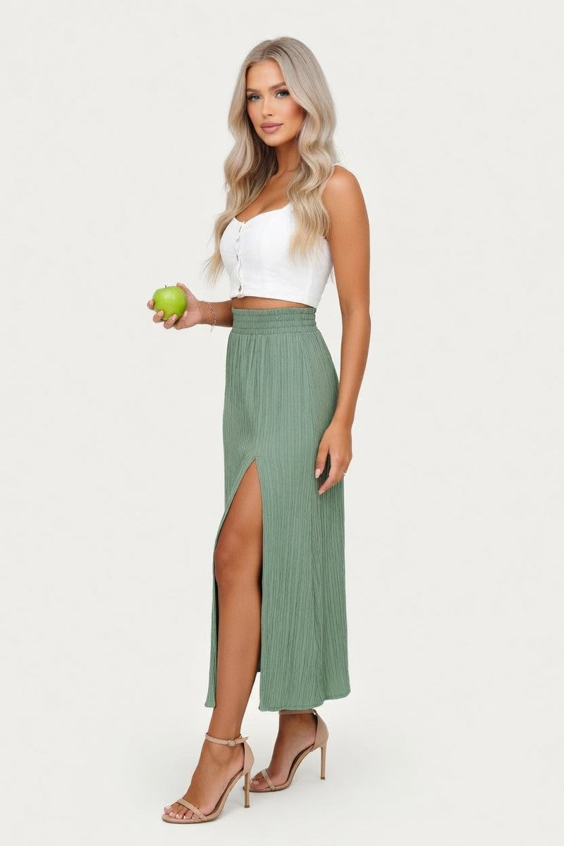 High Waist Split Maxi Skirt — side view