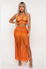 Tassel Bandeau & Skirt Co-ord Set — Orange