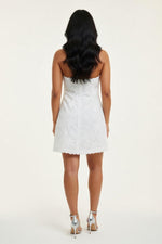 Lace Halter Mini Dress — back view