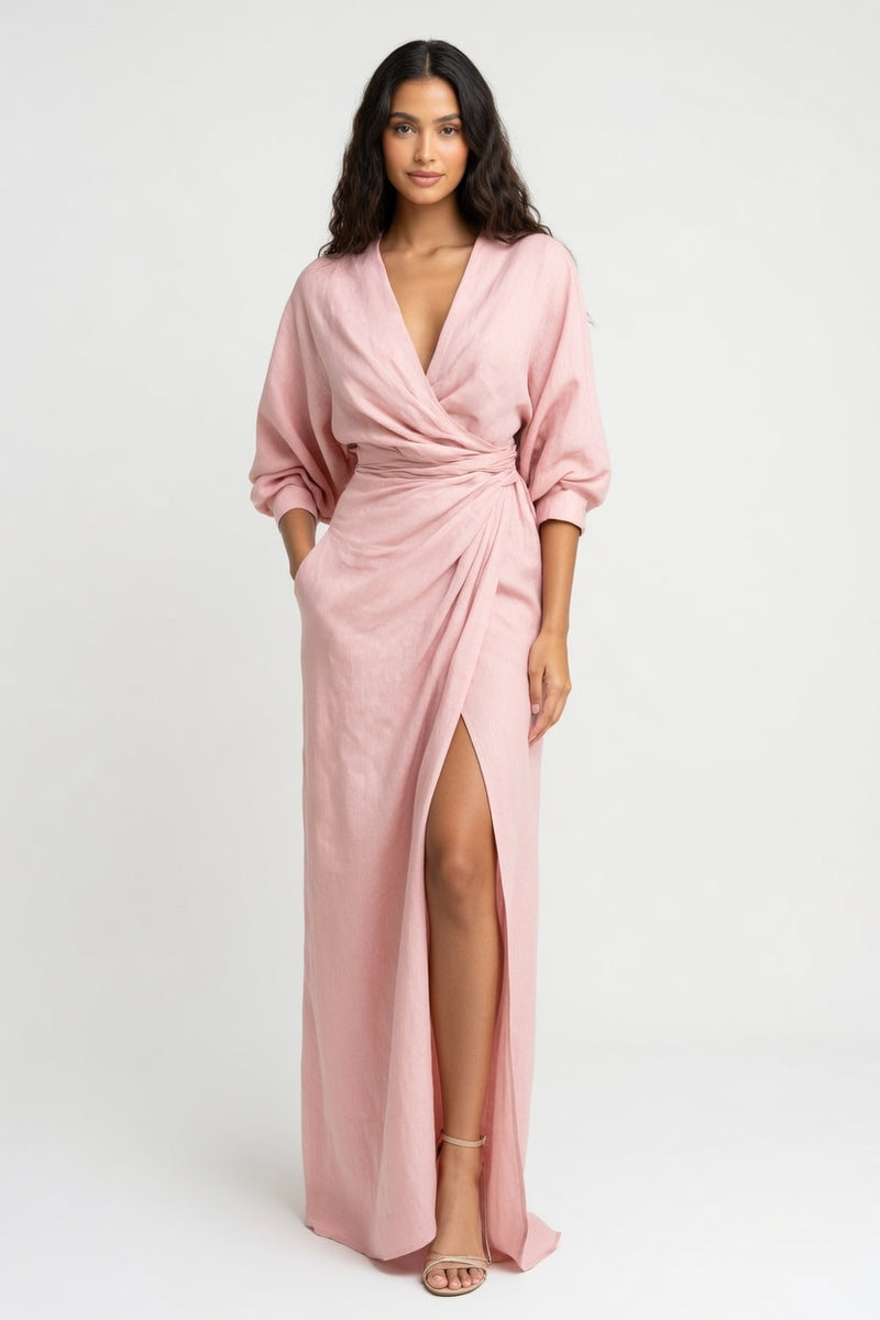 V-Neck Maxi Dress with Side Split — front view