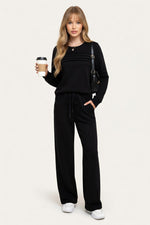 Ribbed Top & Wide Leg Trouser Set — front view