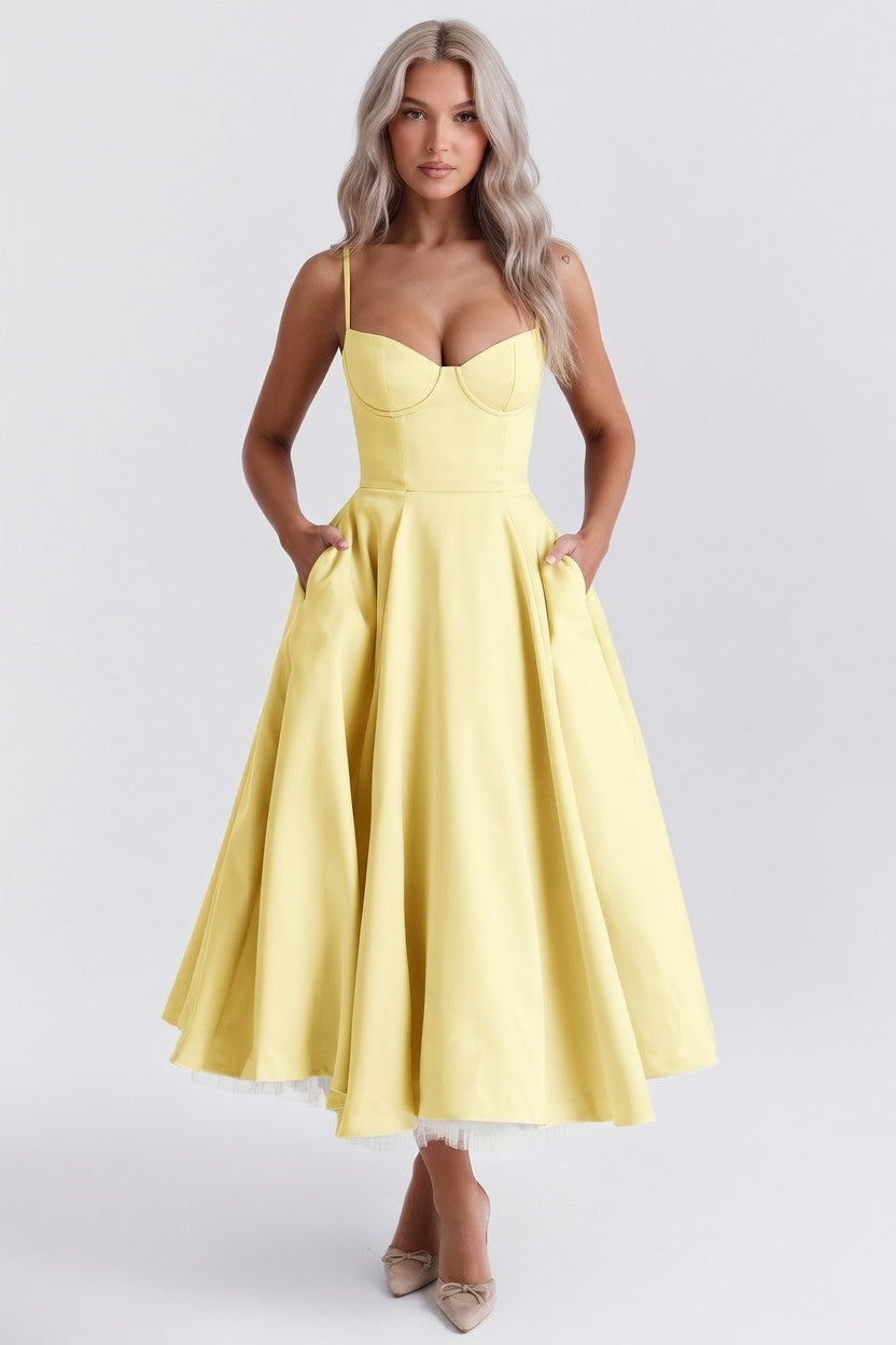 Double Layer Mesh Dress — Yellow