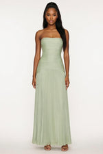Striped Tube Top Pleated Dress — front view