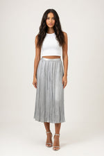 Pleated A-Line Skirt — Grey