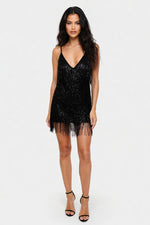 Sequin Halter Mini Dress — front view