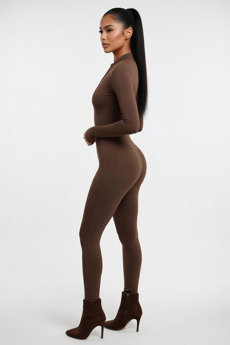 High-Neck Zip Bodysuit — side view