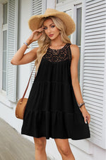 Lace Halterneck A-Line Dress — Black — colour variant