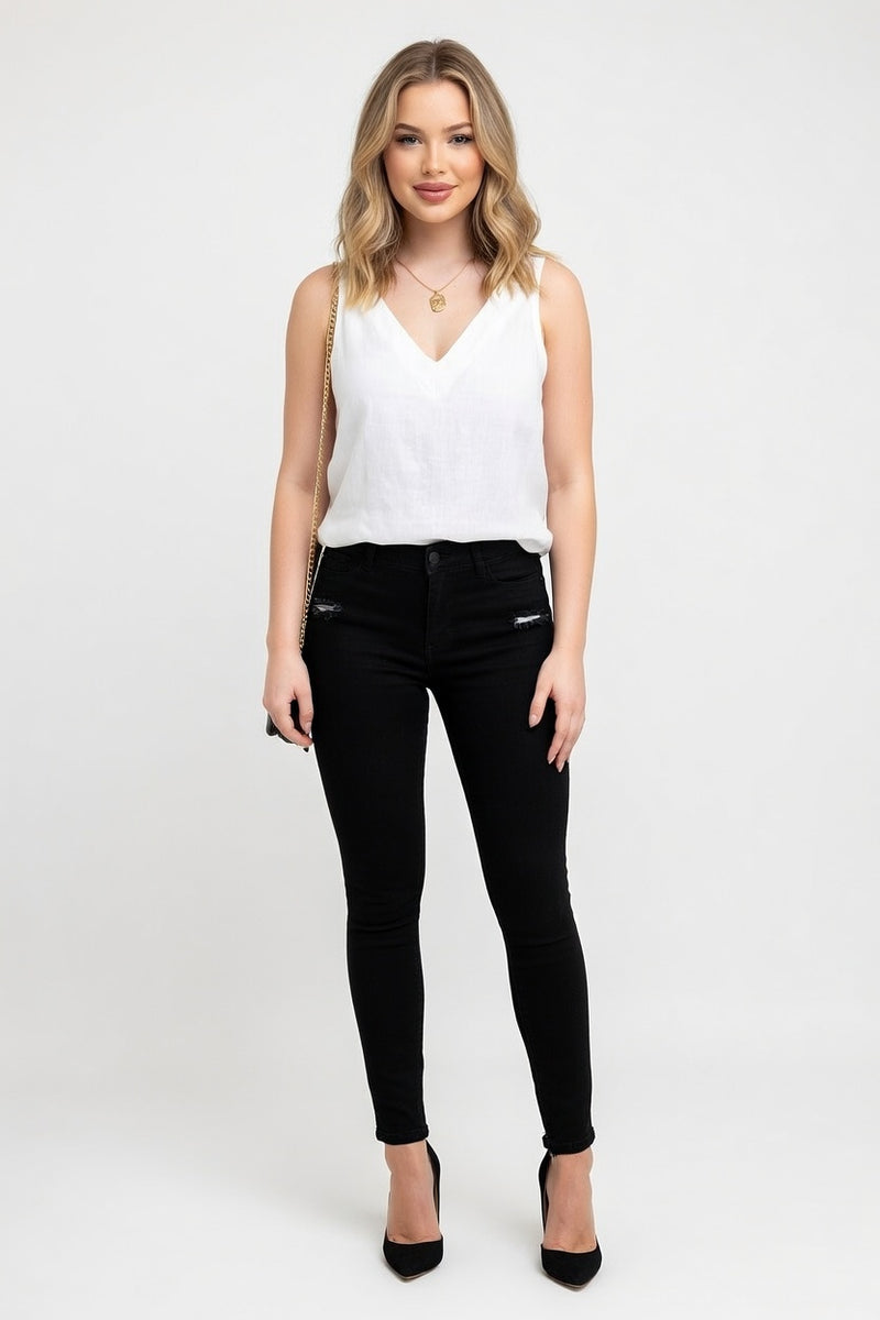 Cotton Blend Camisole Tank Top — front view