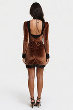 Gold Velvet Bodycon Dress — back view