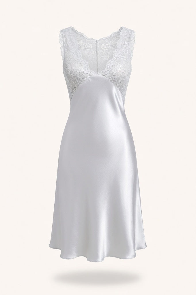 Lace Slip Nightgown — White