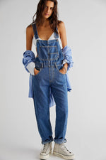 Washed Denim Overalls — Dark Blue — colour variant