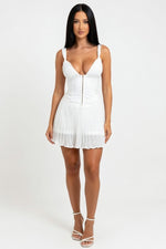 Satin Halter Dress — White