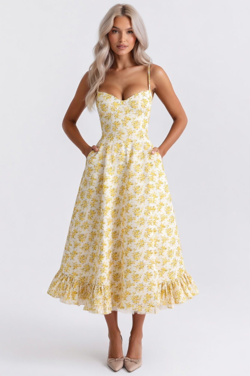 Mesh Double Layer Halter Dress — Off White