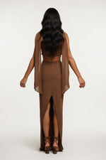 Draped Top & Hip-Length Skirt Co-ord — back view