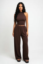 Wide Leg Co-ord Set — Coffee