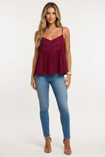 Lace Halter Top — Burgundy