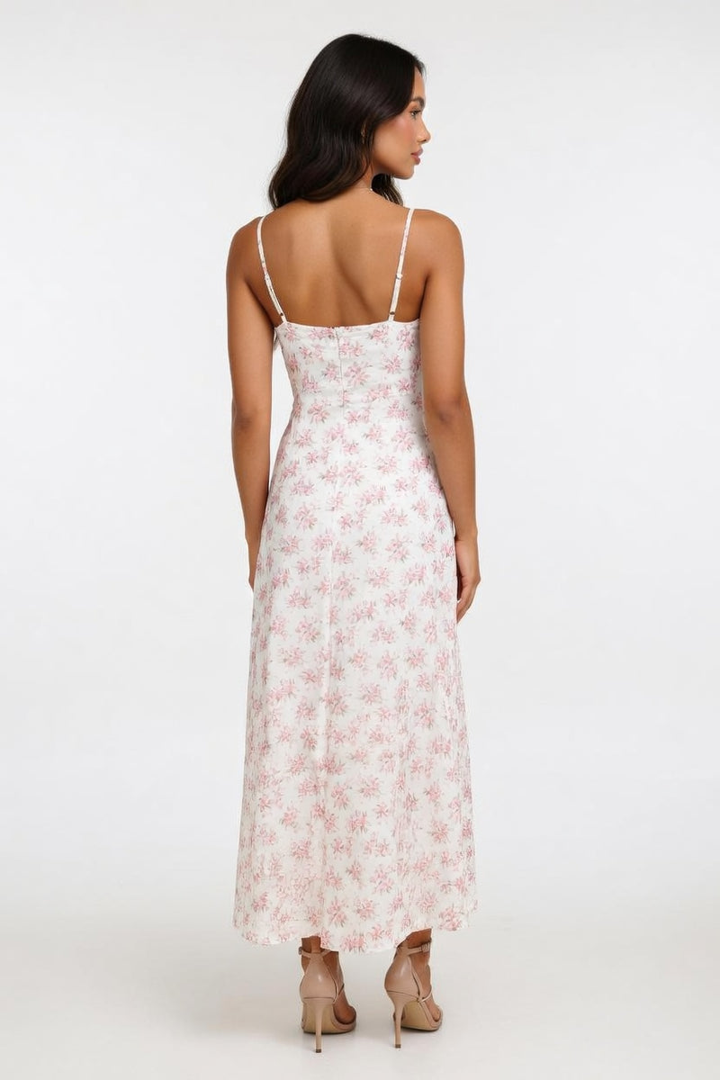 Floral Halter Swing Dress — back view