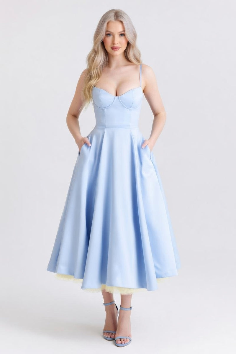 Double Layer Mesh Halter Dress — front view