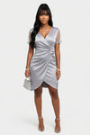 V-Neck Mesh Flocked Mini Dress