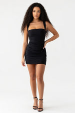 Square Neck Bodycon Mini Dress — Black
