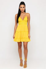 Lace Halter Dress — Yellow