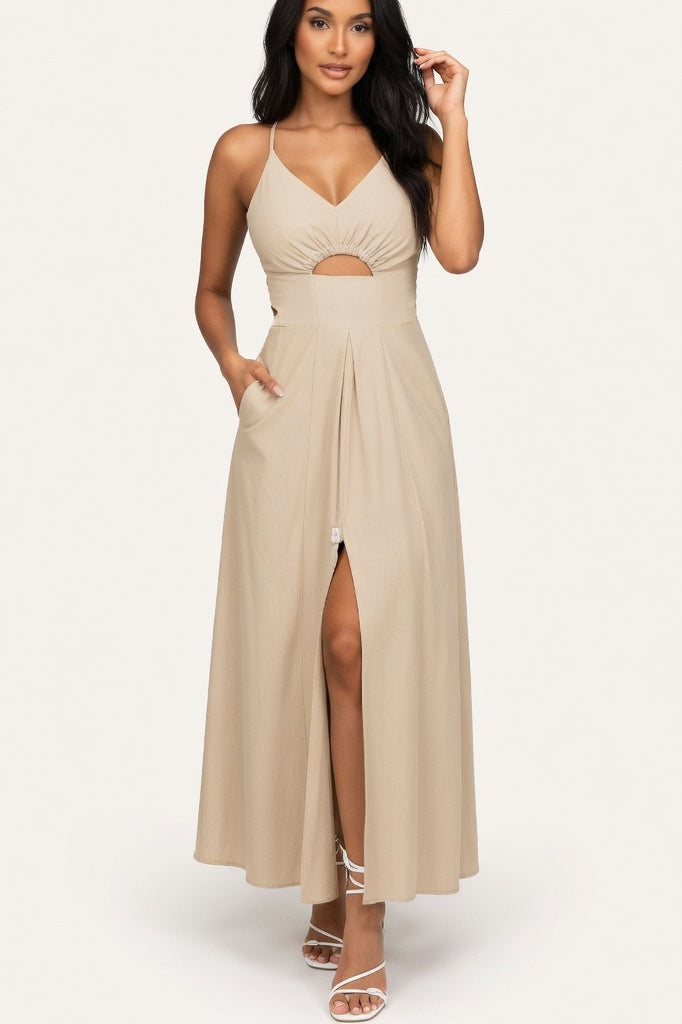 Halter Slip Dress — Apricot