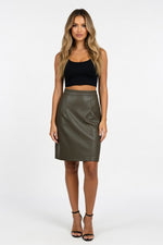Leather-Look Mini Skirt — Brown