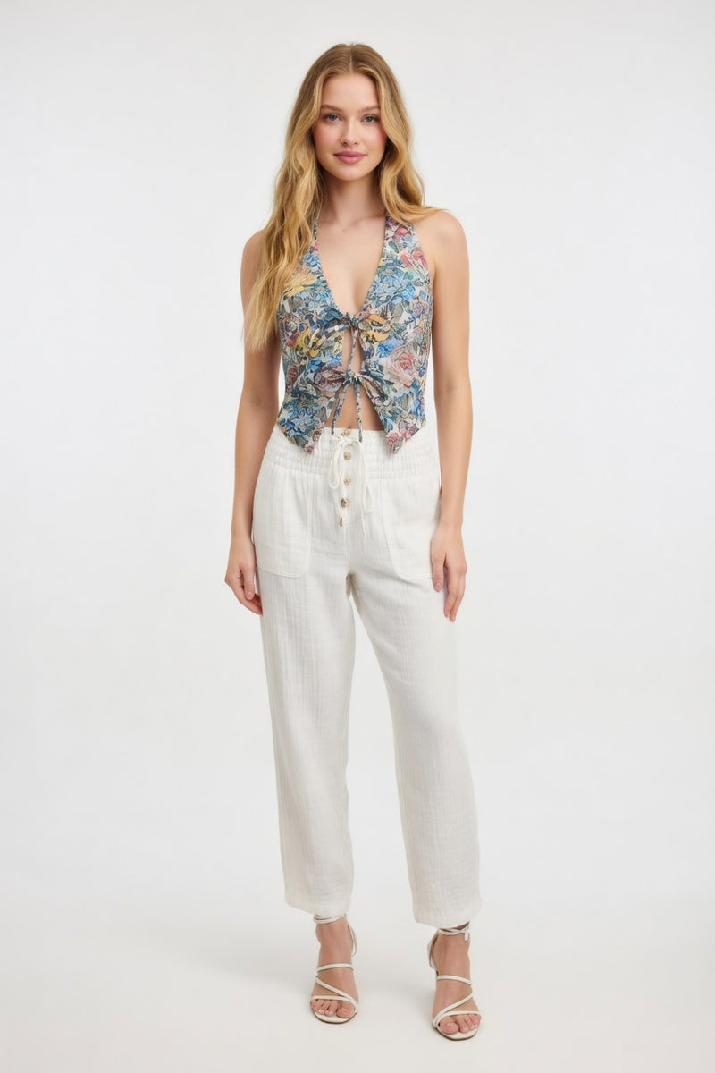 Printed Halter Vest — front view