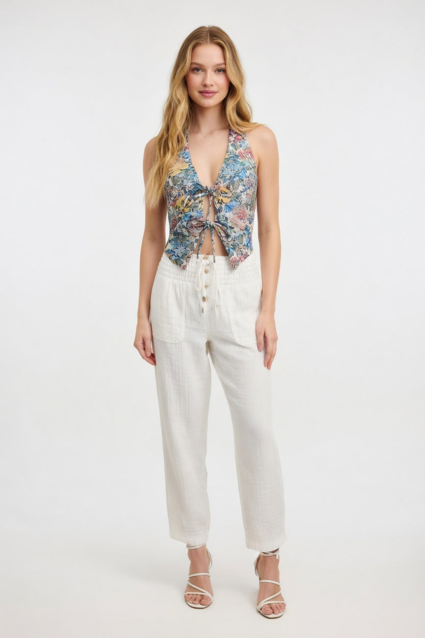 Printed Halter Vest — front view