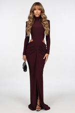 High-Neck Cutout Midi Dress — front view