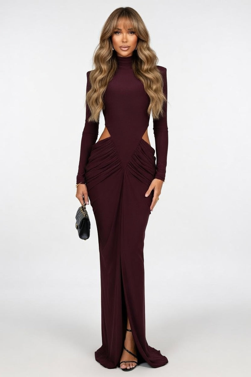 High-Neck Cutout Midi Dress — front view