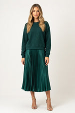 Knit Pleated Hybrid Dress — Green