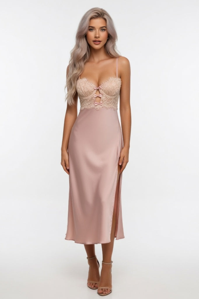 Lace Camisole with Steel Ring Detail — Pink