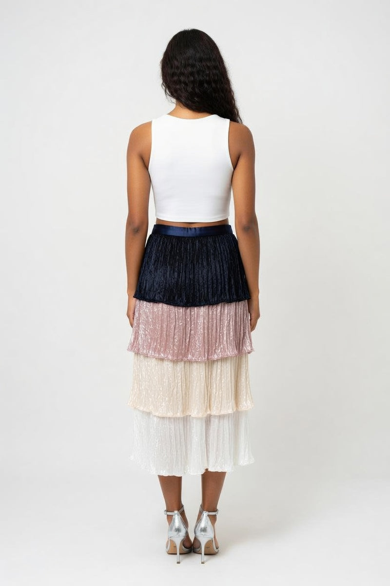 Pleated A-Line Skirt — back view