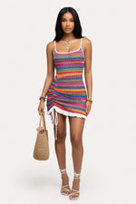 Embroidered Halter Dress — Rose Red