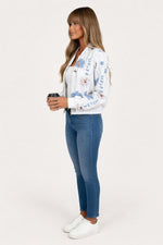Floral Print Zip Front Cropped Jacket — side view