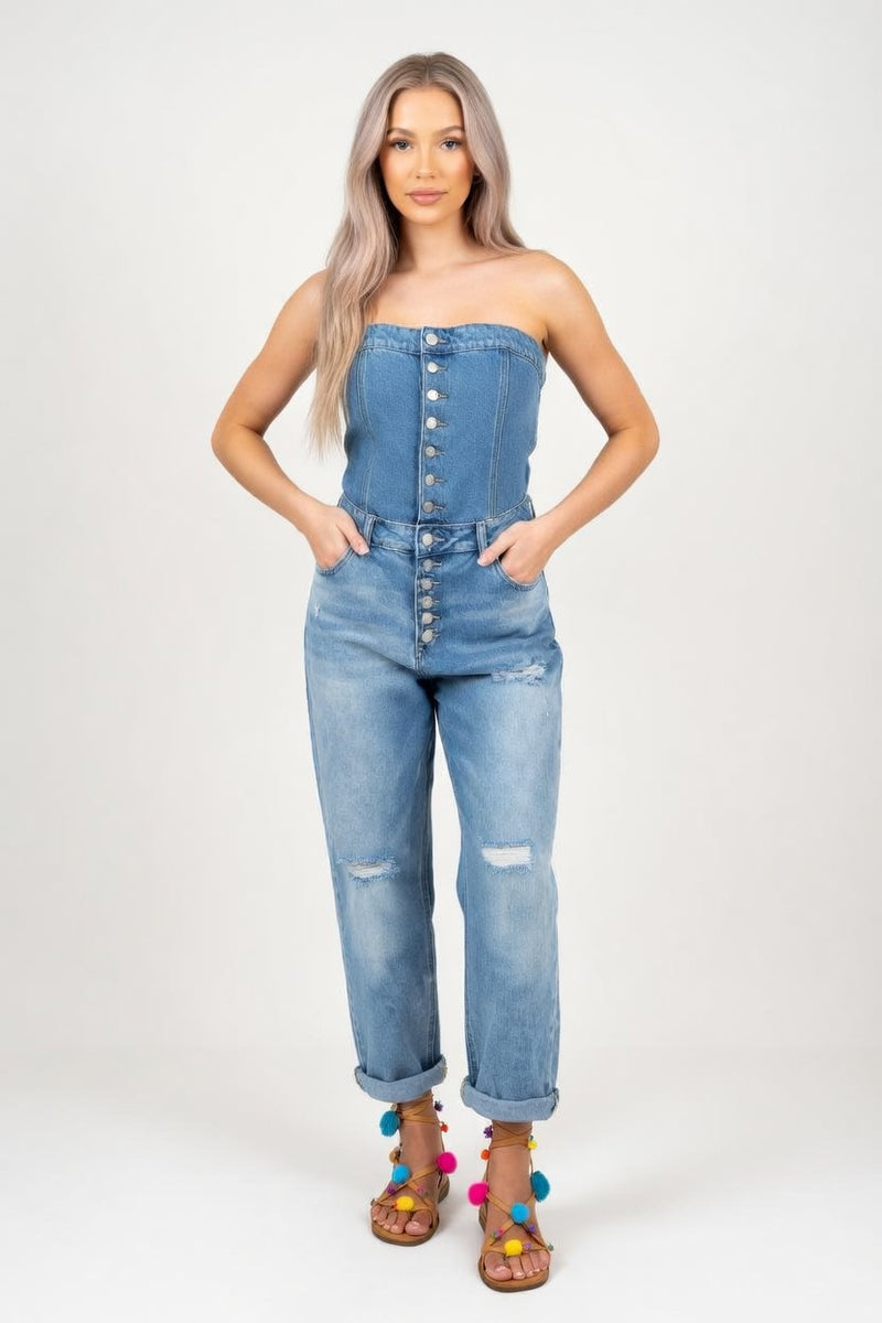 Ripped Straight Jeans — front view